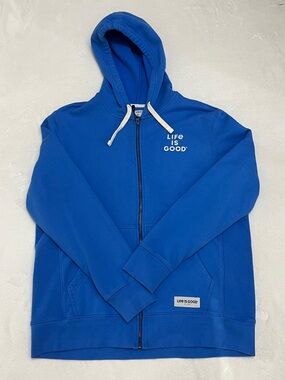 Life Is Good Men's Zip Up Go To Hoodie Size Large